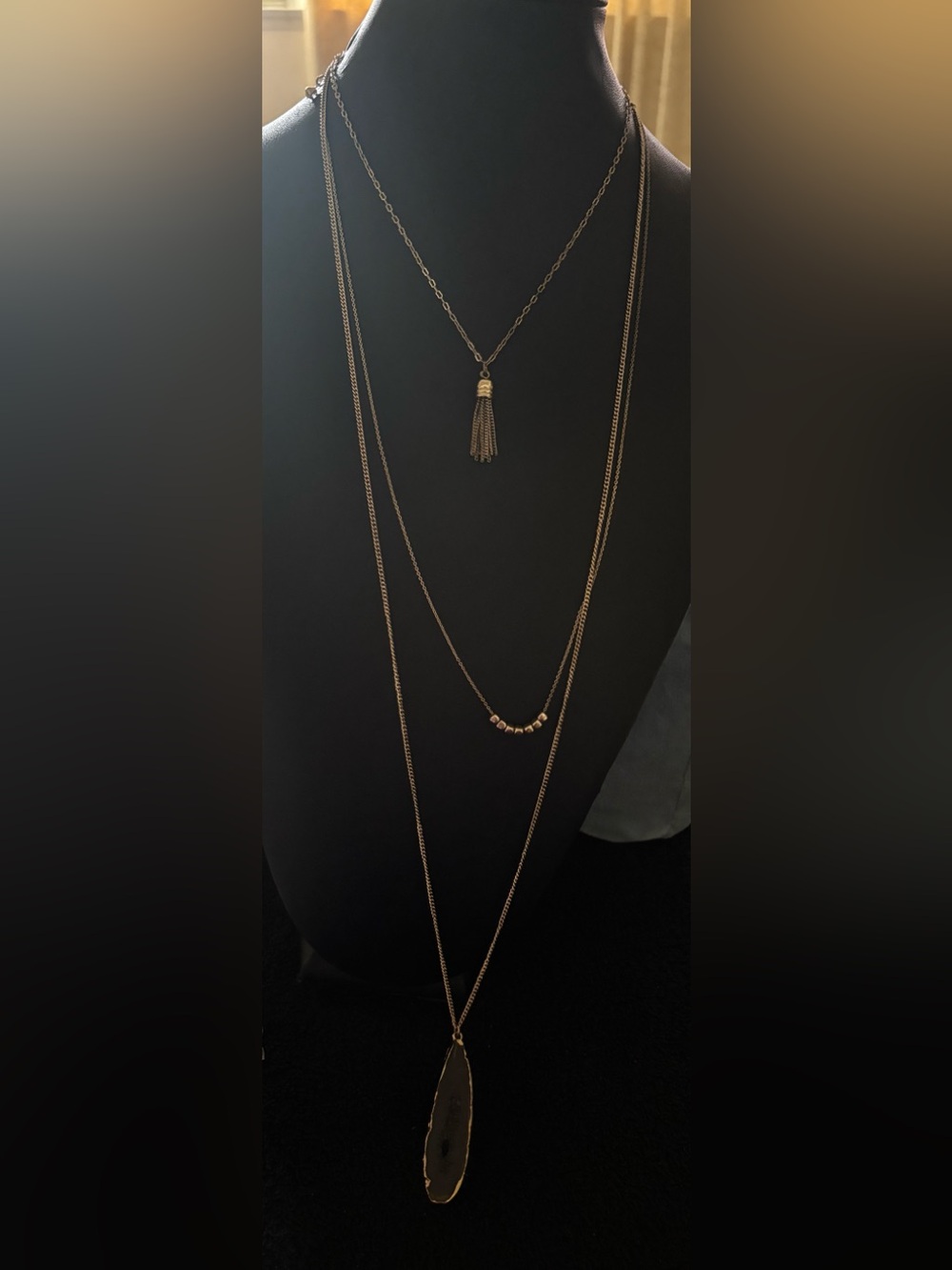 Layered Gold Tassel & Pendant Necklace - Women Jewelry